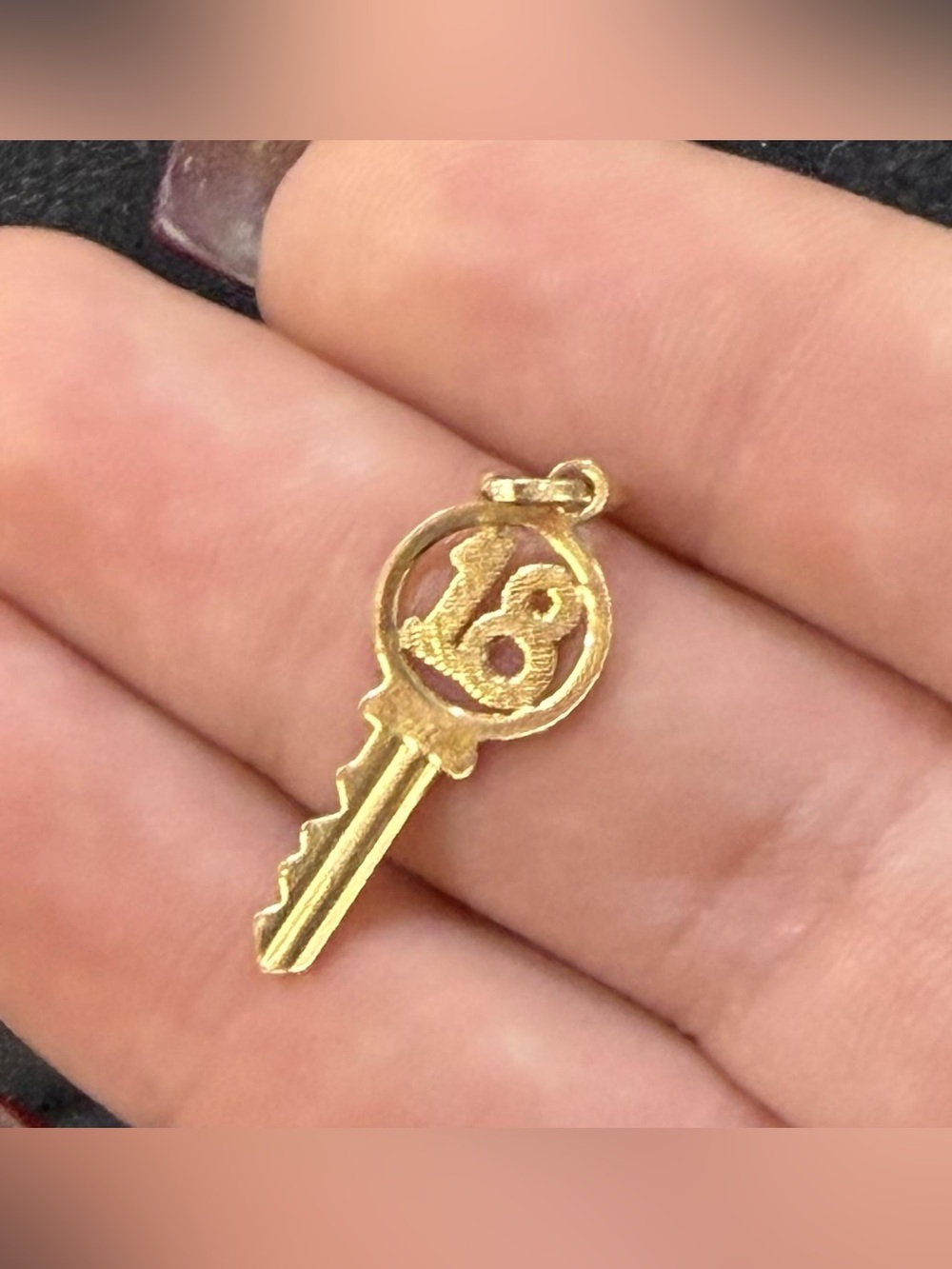 14K Real Solid Gold 18 Key Number 1"